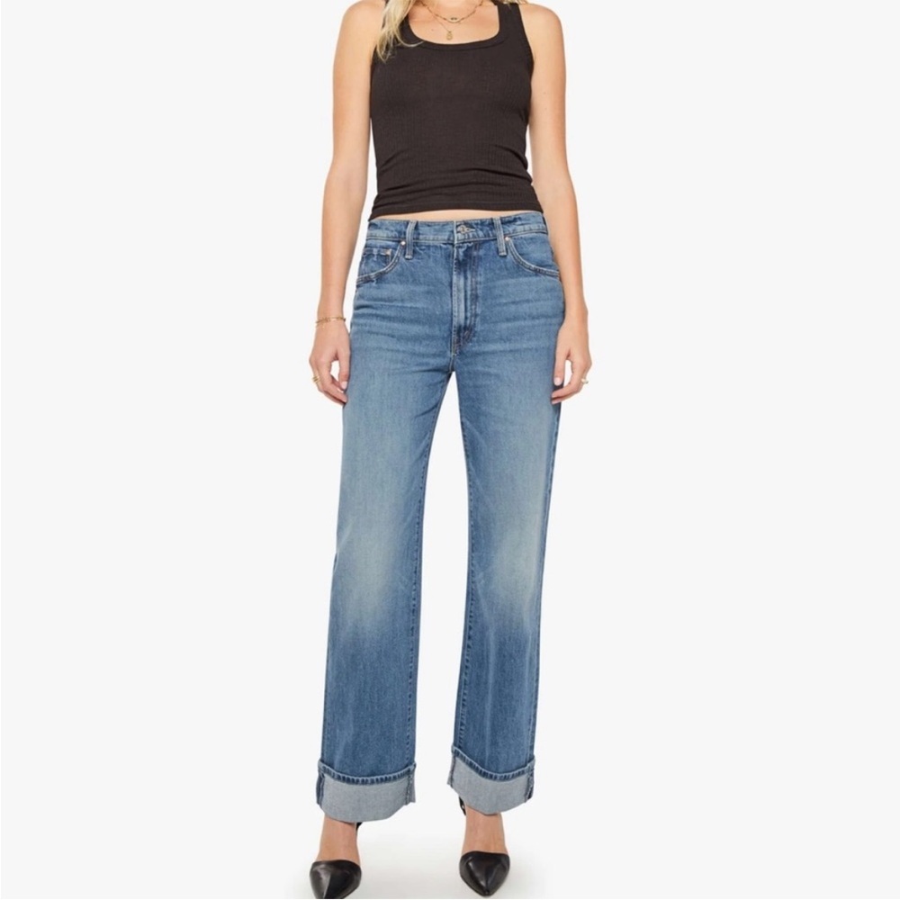 MOTHER Women Jeans Straight Leg in Medium Blue Wash